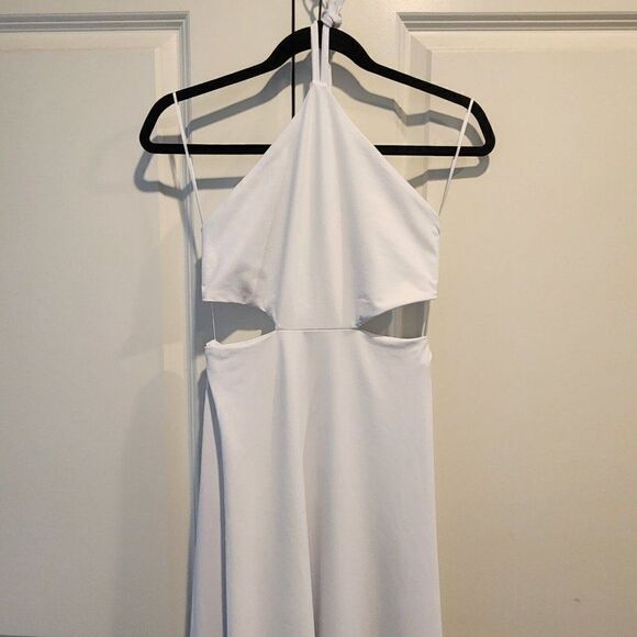 Susana Monaco Size L - High-low Cut Out Tie Back Halter Dress  White/Sugar $198 - Picture 6 of 10